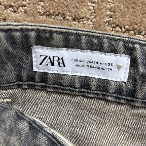 Zara Folded Stove Pipe Jeans Women's 14 Gray Denim Crop Mid Rise Casual NWT - Picture 3 of 8